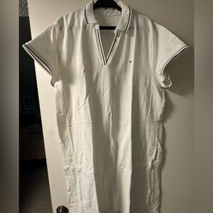Women’s Tommy Hilfiger White Polo dress with Navy striped accents